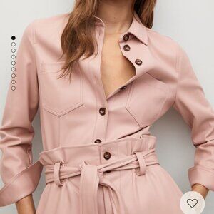 Mango Pastel Pink Faux Leather Shirt